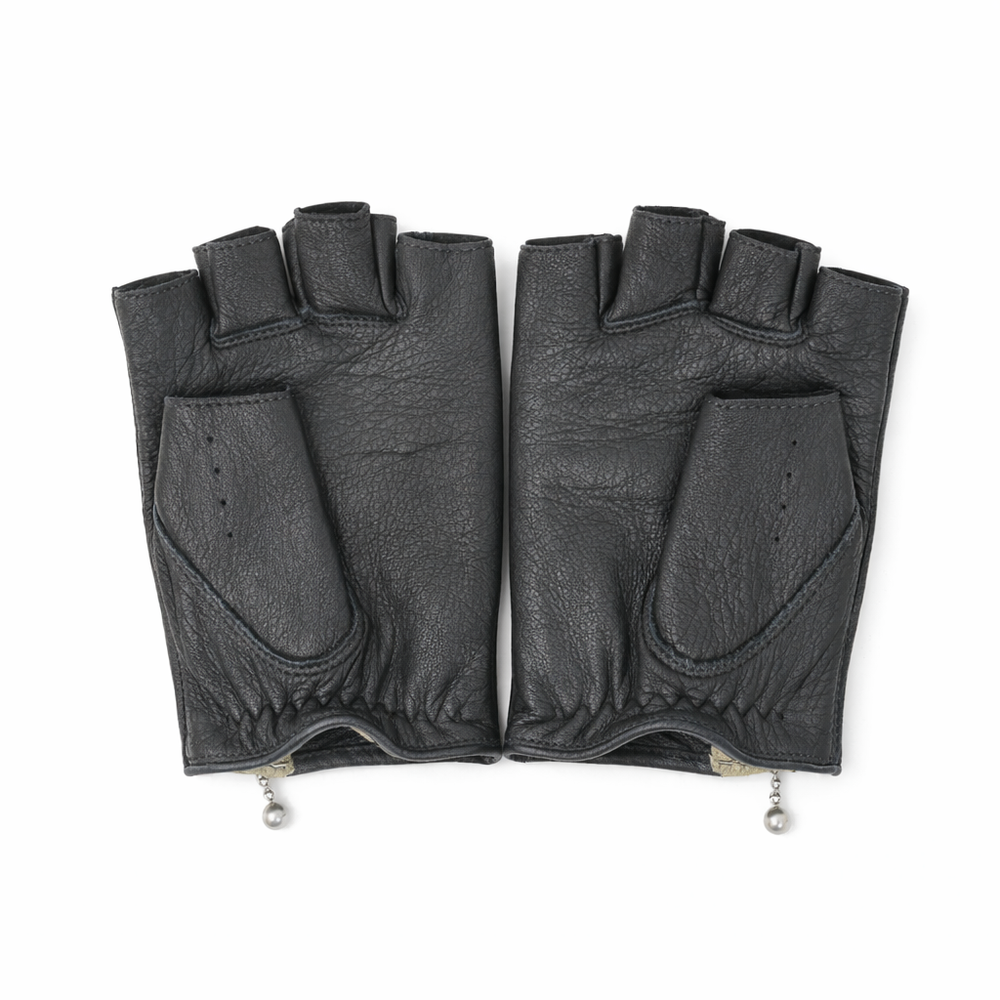 Lamp gloves - Driving glove CUT - Black × Silver (Khaki Tape)