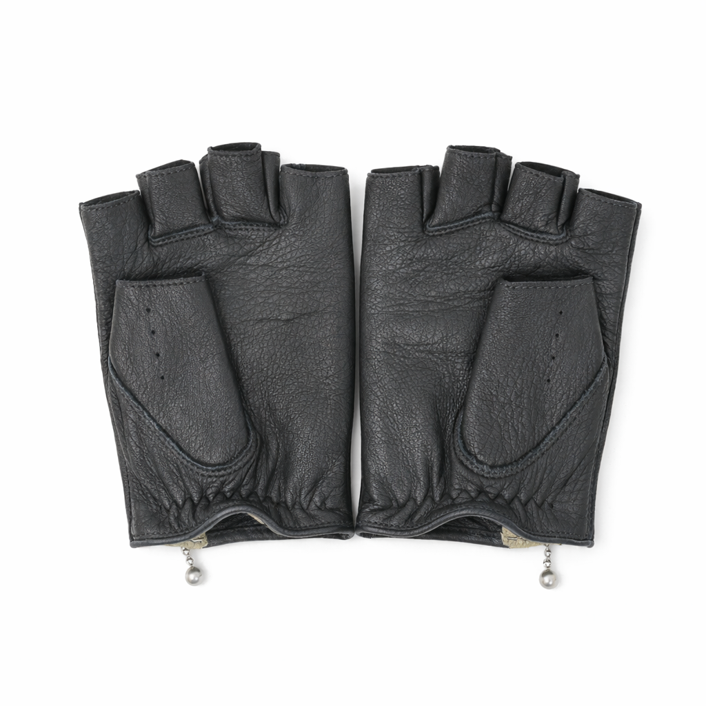 Lamp gloves - Driving glove CUT - Black × Silver (Khaki Tape)