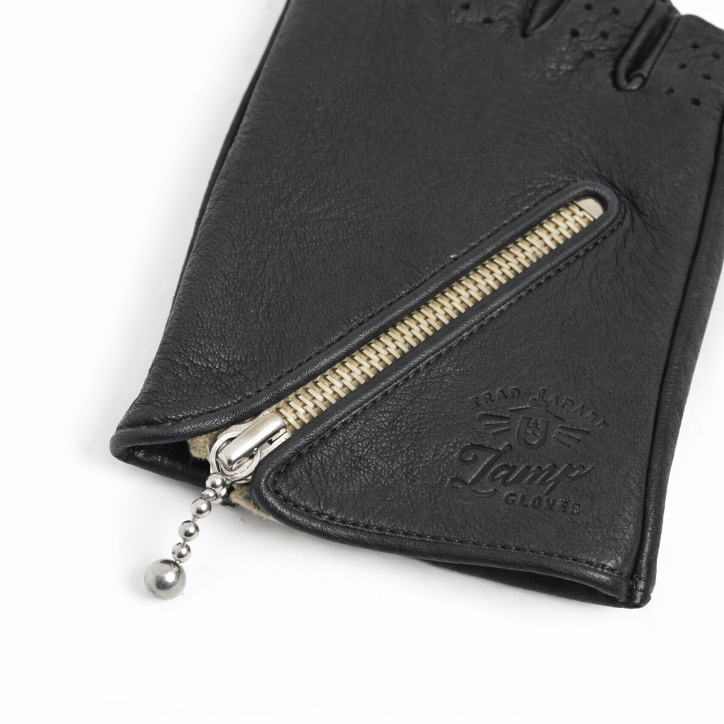 Lamp gloves - Driving glove CUT - Black × Silver (Khaki Tape)