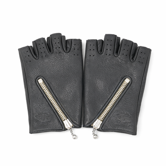 Lamp gloves - Driving glove CUT - Black × Silver (Khaki Tape)